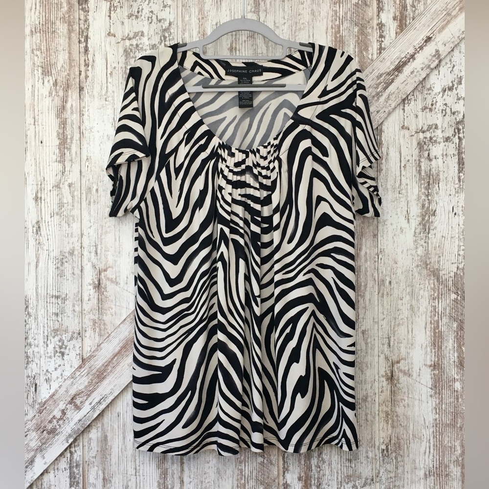 Josephine Chaus Zebra Print Cap Sleeve Shirt